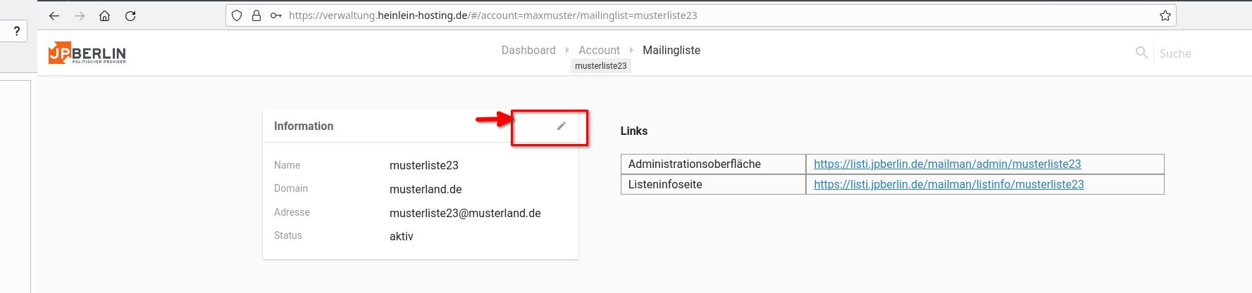 Übersicht zur Mailingliste