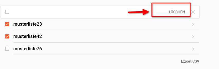 markierte Mailinglisten löschen